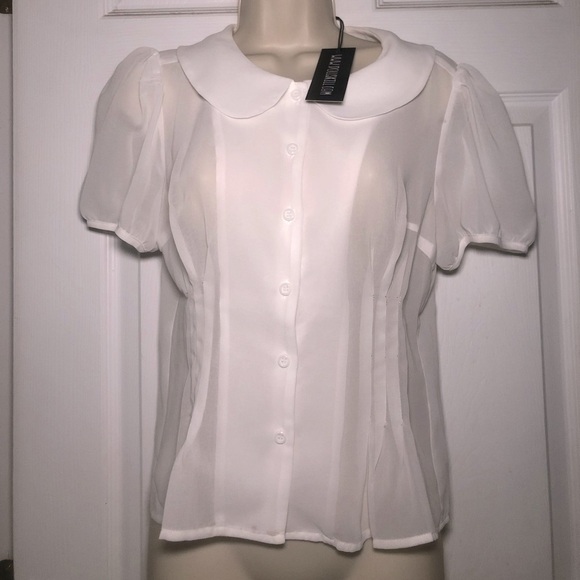 NWT Current mood SHEER BLOUSE CHIFFON TOP size medium - Picture 1 of 6